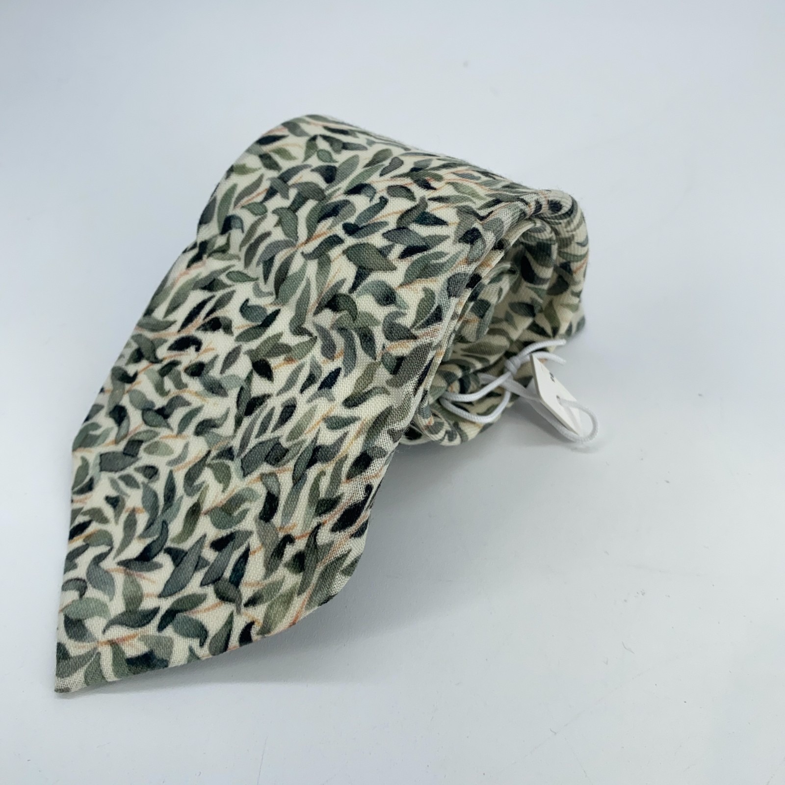 Eton Tie Men One Size Colorful Leaf Print Wool Classic Luxury Necktie Italy Made